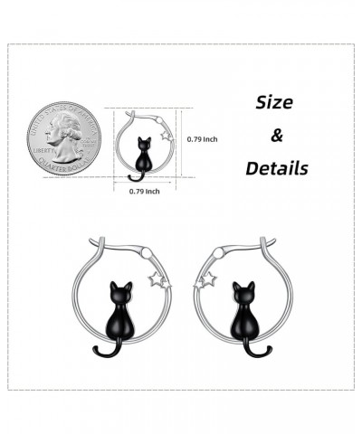 Cute Animal 925 Sterling Silver Hoop Earring Hypoallergenic S925 Jewelry for Women 20mm Cat Sty2 $13.95 Earrings