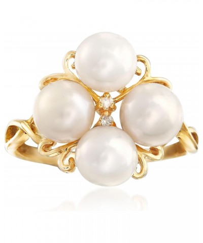 6-6.5mm Cultured Pearl Cluster Ring With Diamond Accents in 14kt Gold $109.74 Rings