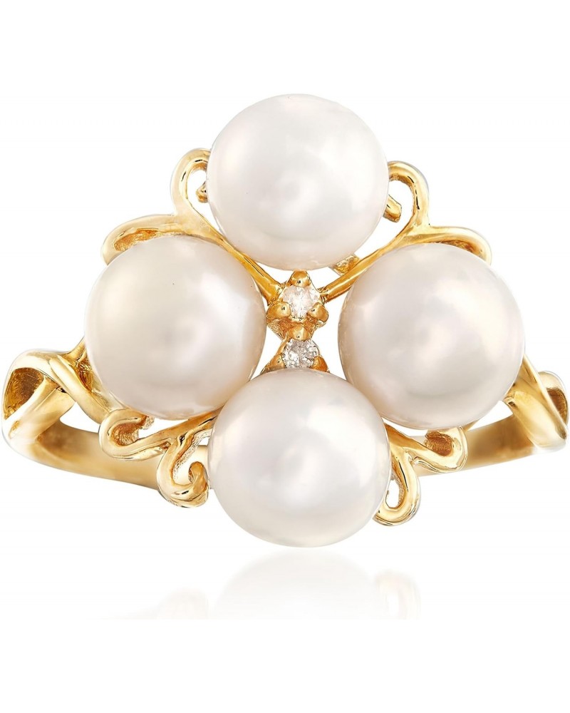 6-6.5mm Cultured Pearl Cluster Ring With Diamond Accents in 14kt Gold $109.74 Rings