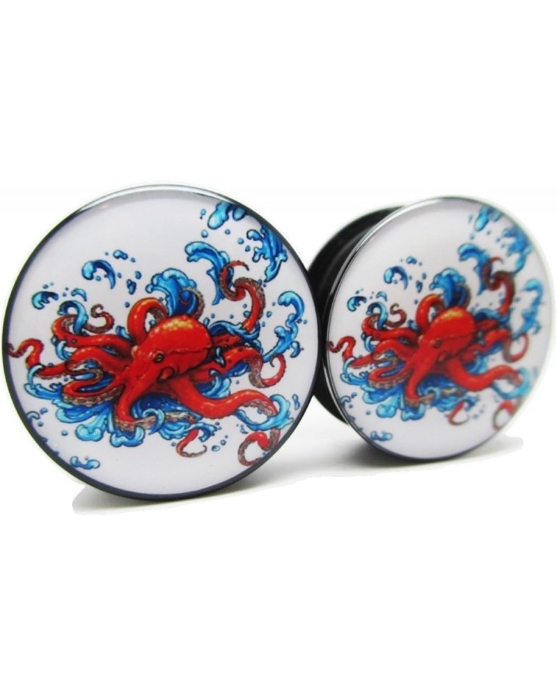 Red Octopus Ear Plugs - Acrylic Screw-On - 10 Sizes - Brand NewPair 13/16" (20mm) $9.71 Body Jewelry