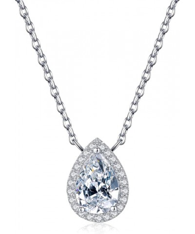 0.5 Carat-2 Carat Center Moissanite Pendant Necklaces for Women in 925 Sterling Silver, 1 Carat Center Moissanite Pendant Nec...