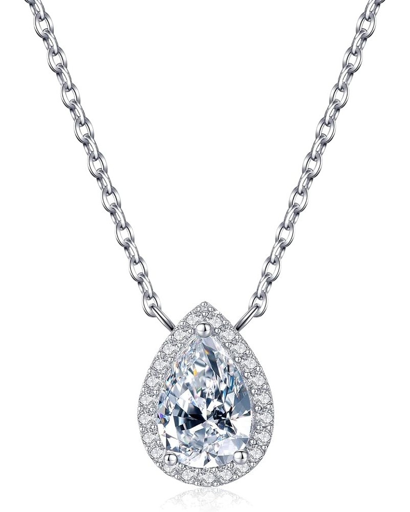 0.5 Carat-2 Carat Center Moissanite Pendant Necklaces for Women in 925 Sterling Silver, 1 Carat Center Moissanite Pendant Nec...