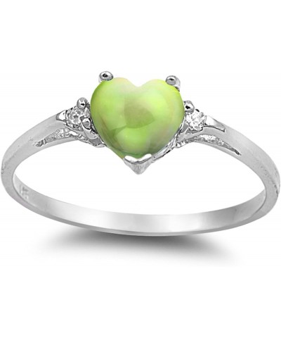 CHOOSE YOUR COLOR Sterling Silver Heart Promise Ring Blue Natural Amazonite $20.03 Rings