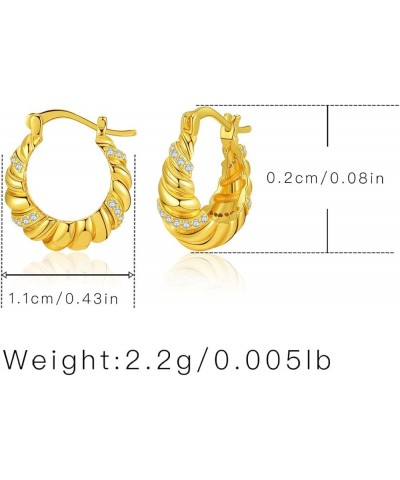 HEYu Chunky Gold Hoop Earrings for Women Gold 18K Plated Lightweight Thick Gold Hypoallergenic Hoops Earrings Minimalist Jewe...