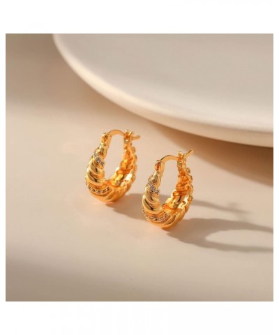 HEYu Chunky Gold Hoop Earrings for Women Gold 18K Plated Lightweight Thick Gold Hypoallergenic Hoops Earrings Minimalist Jewe...