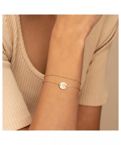 Easter Gifts for Girls - Gold Initial Bracelets for Women Girls - 16K Gold Plated Letter Initial Bracelet Dainty Disc Monogra...