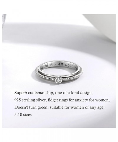 Anxiety Spinner Rings Cubic Zirconia/Paw Print Fidget Ring Sterling Silver ADHD Stress Relieving Ring Engagement Wedding Prom...