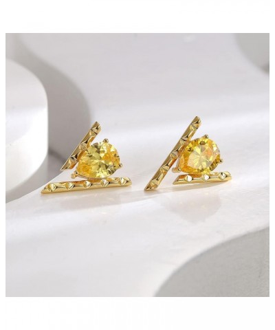 14k Gold Plated V Letter Stud Earrings Water-drop Zirconia fancy Earrings Sterling Silver Post Studs For Women Girls 14K Gold...