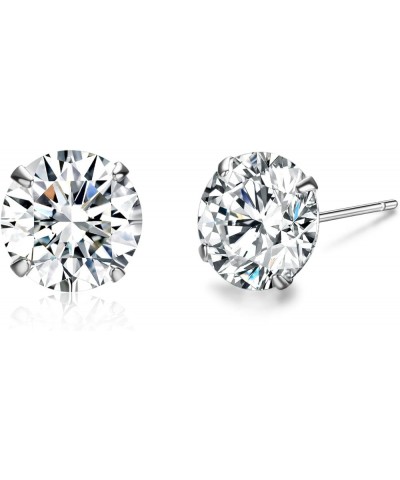 Platinum Plated Sterling Silver Stud Earrings Made with Swarovski Crystals 6mm 2.75cttw $11.07 Earrings