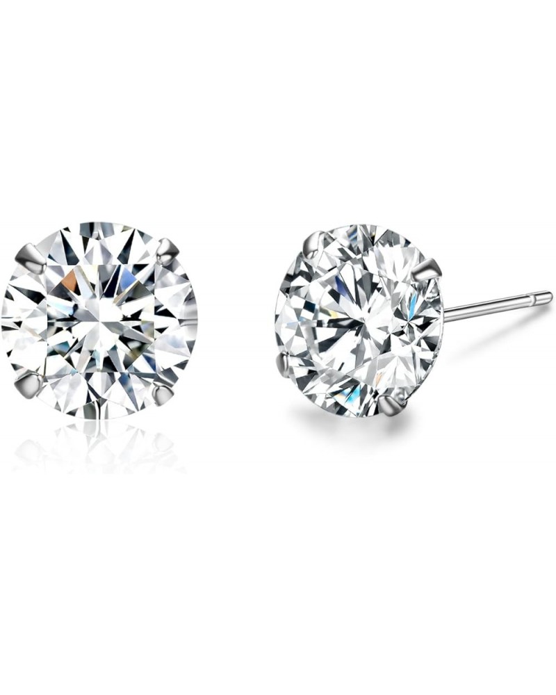 Platinum Plated Sterling Silver Stud Earrings Made with Swarovski Crystals 6mm 2.75cttw $11.07 Earrings