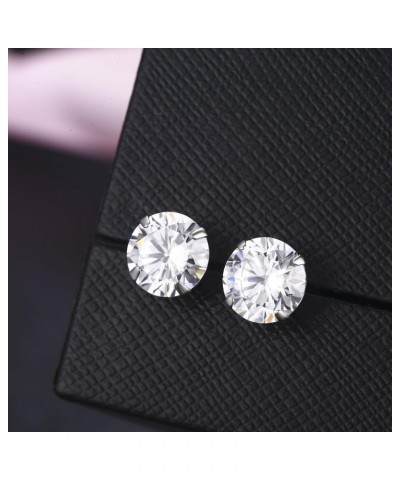 Platinum Plated Sterling Silver Stud Earrings Made with Swarovski Crystals 6mm 2.75cttw $11.07 Earrings