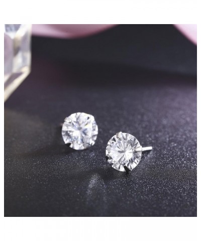 Platinum Plated Sterling Silver Stud Earrings Made with Swarovski Crystals 6mm 2.75cttw $11.07 Earrings