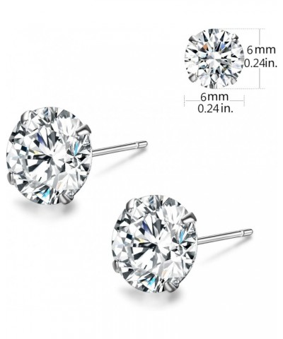 Platinum Plated Sterling Silver Stud Earrings Made with Swarovski Crystals 6mm 2.75cttw $11.07 Earrings