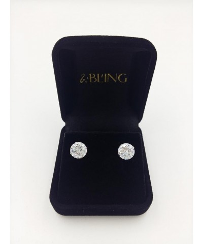 Platinum Plated Sterling Silver Stud Earrings Made with Swarovski Crystals 6mm 2.75cttw $11.07 Earrings