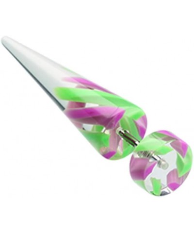 Two Tone Stripe UV Acrylic Fake WildKlass Taper Green/Purple $10.91 Body Jewelry