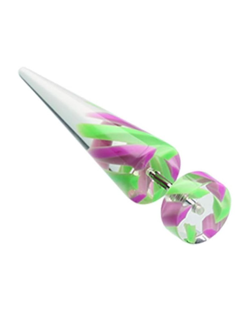 Two Tone Stripe UV Acrylic Fake WildKlass Taper Green/Purple $10.91 Body Jewelry