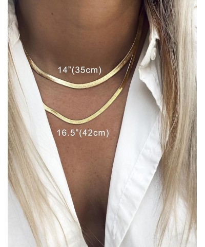 14K Gold Chain Necklace for Women Dainty Layered Choker Necklaces Set for Teen Layering Herringbone Paperclip Rope Snake Chai...