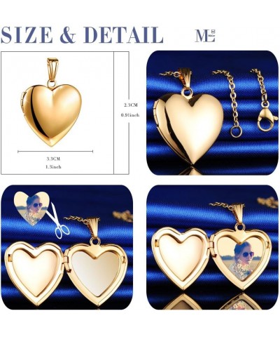 Women Photo Locket Necklace Heart Shape Locket Necklace Includes 19.7 Inch Stainless Steel Chain with Gift Box Gold $6.63 Nec...