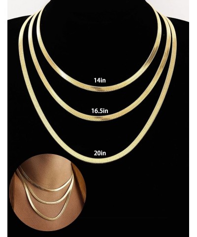 14K Gold Chain Necklace for Women Dainty Layered Choker Necklaces Set for Teen Layering Herringbone Paperclip Rope Snake Chai...