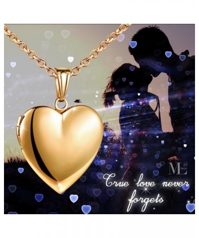 Women Photo Locket Necklace Heart Shape Locket Necklace Includes 19.7 Inch Stainless Steel Chain with Gift Box Gold $6.63 Nec...