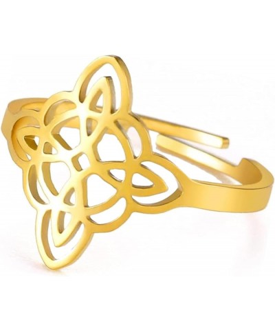 Witches Knot Heart Ring for Women Stainless Steel Witchcraft Celtic Knot Love Opening Ring Irish Jewelry Gifts gold 1 $6.91 R...