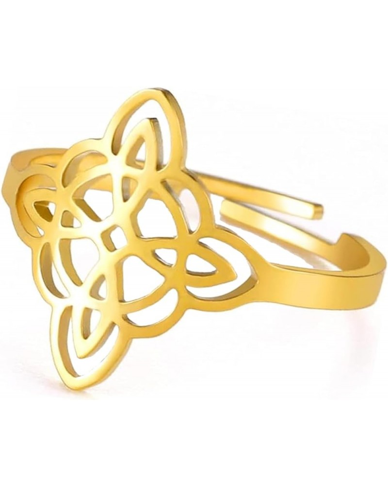 Witches Knot Heart Ring for Women Stainless Steel Witchcraft Celtic Knot Love Opening Ring Irish Jewelry Gifts gold 1 $6.91 R...