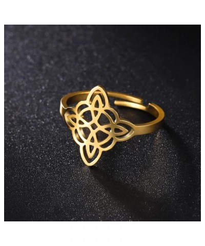 Witches Knot Heart Ring for Women Stainless Steel Witchcraft Celtic Knot Love Opening Ring Irish Jewelry Gifts gold 1 $6.91 R...