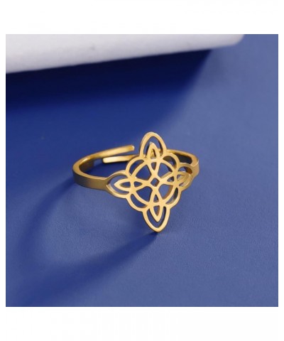 Witches Knot Heart Ring for Women Stainless Steel Witchcraft Celtic Knot Love Opening Ring Irish Jewelry Gifts gold 1 $6.91 R...