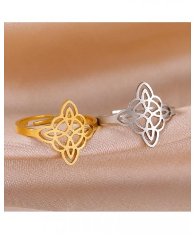 Witches Knot Heart Ring for Women Stainless Steel Witchcraft Celtic Knot Love Opening Ring Irish Jewelry Gifts gold 1 $6.91 R...