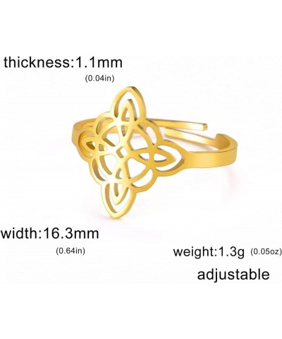 Witches Knot Heart Ring for Women Stainless Steel Witchcraft Celtic Knot Love Opening Ring Irish Jewelry Gifts gold 1 $6.91 R...