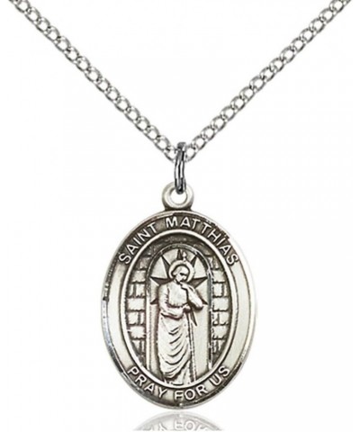 St. Matthias The Apostle Hand-Crafted Oval Medal Pendant in Sterling Silver Engraved 3/4 x 1/2 inch $48.74 Necklaces