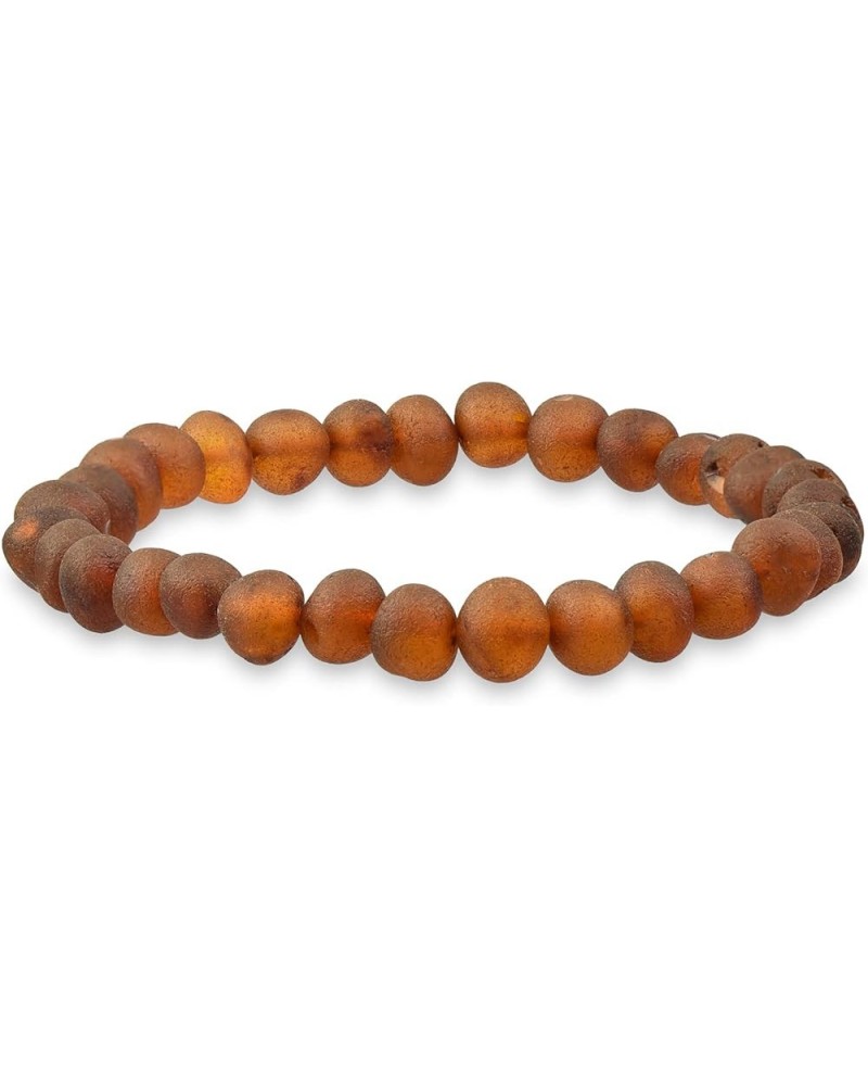 Unpolished Baroque Bracelet - Natural Amber Jewelry - Baltic Sea Amber Beads Hand-Assembled in Europe 7 Inches Dark Cognac $1...