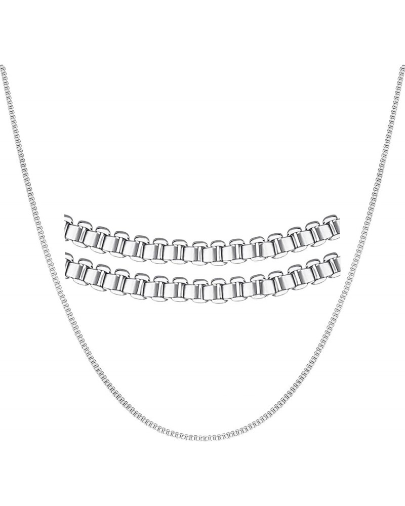 925 Sterling Silver 16/18/20/22/24" inch Chain Necklace Thin Box/Diamond/Water Wave/Beads/Figaro Cuban Chain Shiny & Sturdy f...