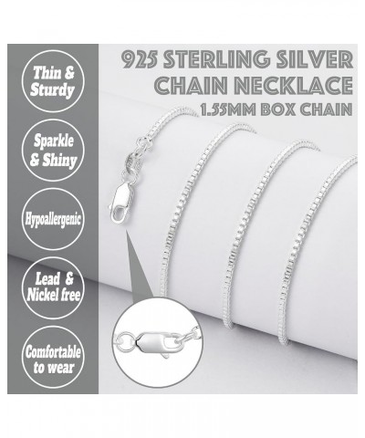 925 Sterling Silver 16/18/20/22/24" inch Chain Necklace Thin Box/Diamond/Water Wave/Beads/Figaro Cuban Chain Shiny & Sturdy f...