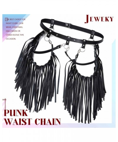 Punk Leather Waist Belt Tassel Fringe Belts Club Body Chain Rave Party Body Jewelry Accessories for Women and Girls $10.99 Bo...