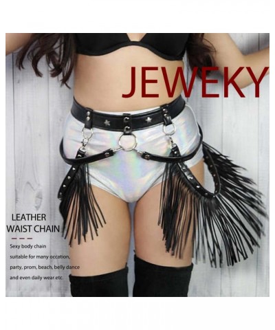 Punk Leather Waist Belt Tassel Fringe Belts Club Body Chain Rave Party Body Jewelry Accessories for Women and Girls $10.99 Bo...