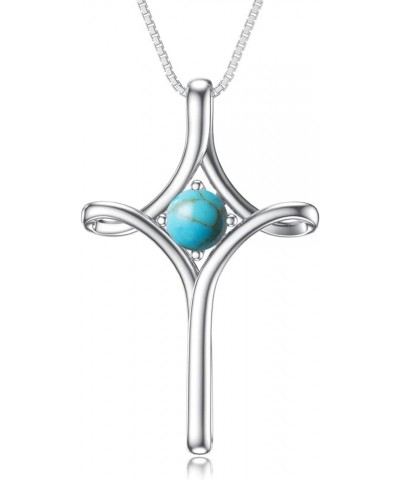 Cross Necklaces for Women Sterling Silver Faith Cross Pendant Necklace with Birthstone Christmas Birthday Jewelry Gifts for W...