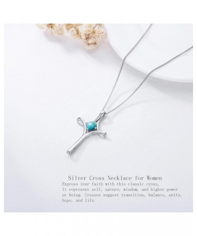 Cross Necklaces for Women Sterling Silver Faith Cross Pendant Necklace with Birthstone Christmas Birthday Jewelry Gifts for W...