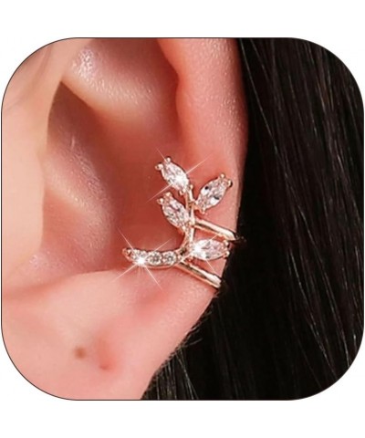 Ear Cuff Earrings for Women Silver Ear Cuffs Non Piercing Rhinestone Leaf Conch Earrings Cartilage Earrings for Girls Jewelry...