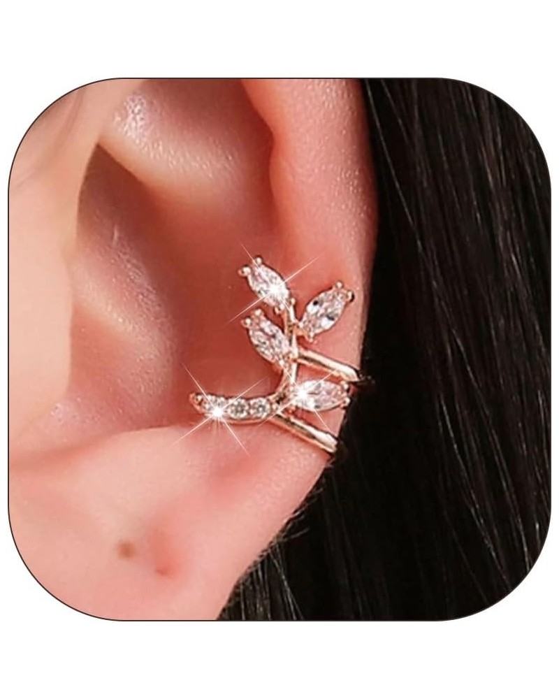 Ear Cuff Earrings for Women Silver Ear Cuffs Non Piercing Rhinestone Leaf Conch Earrings Cartilage Earrings for Girls Jewelry...