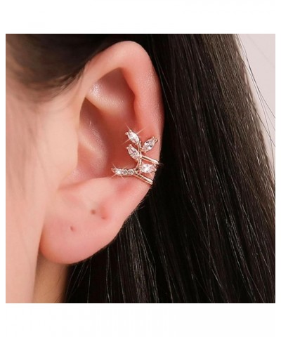 Ear Cuff Earrings for Women Silver Ear Cuffs Non Piercing Rhinestone Leaf Conch Earrings Cartilage Earrings for Girls Jewelry...