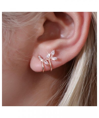 Ear Cuff Earrings for Women Silver Ear Cuffs Non Piercing Rhinestone Leaf Conch Earrings Cartilage Earrings for Girls Jewelry...