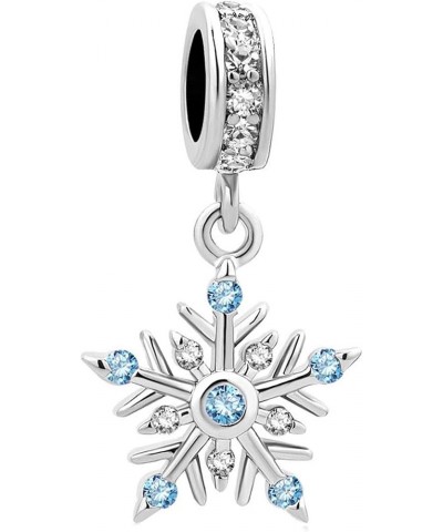 Dangle Winter Frozen Snowflake Charm Compatible with Pandora Charms Bracelets CZ-Blue Snowflake $8.69 Bracelets