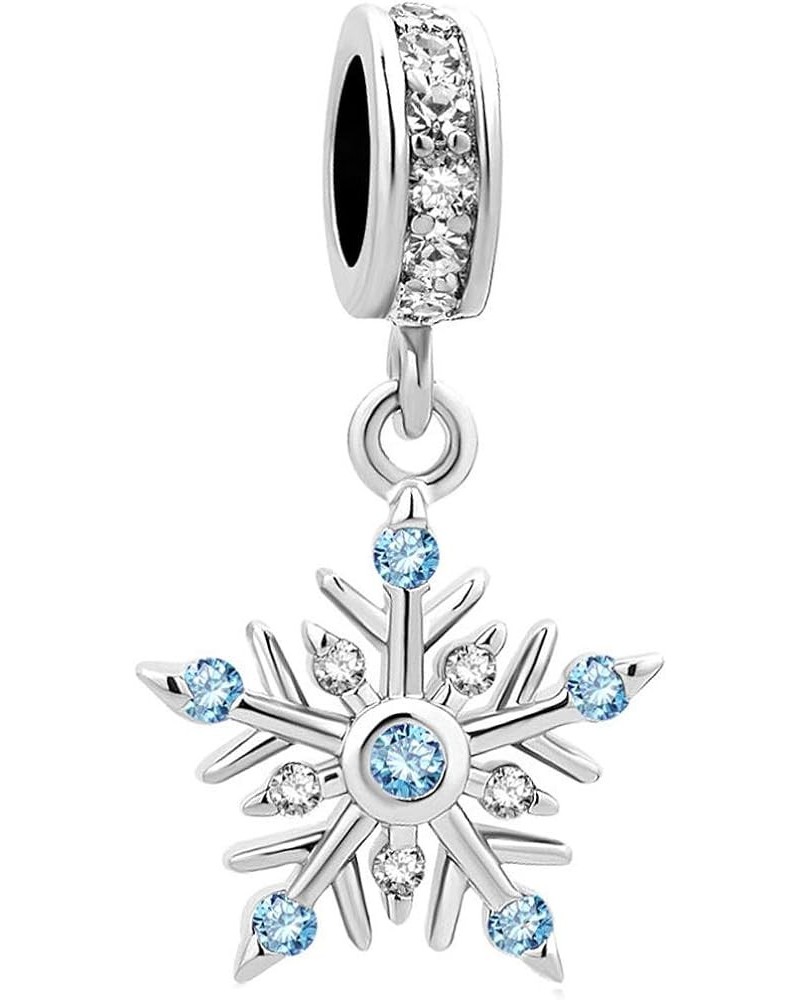 Dangle Winter Frozen Snowflake Charm Compatible with Pandora Charms Bracelets CZ-Blue Snowflake $8.69 Bracelets