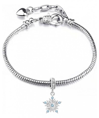 Dangle Winter Frozen Snowflake Charm Compatible with Pandora Charms Bracelets CZ-Blue Snowflake $8.69 Bracelets