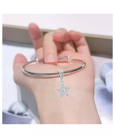 Dangle Winter Frozen Snowflake Charm Compatible with Pandora Charms Bracelets CZ-Blue Snowflake $8.69 Bracelets