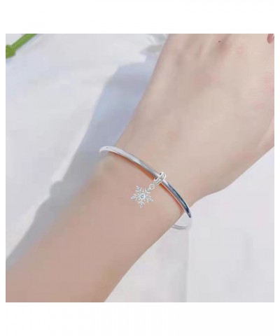 Dangle Winter Frozen Snowflake Charm Compatible with Pandora Charms Bracelets CZ-Blue Snowflake $8.69 Bracelets