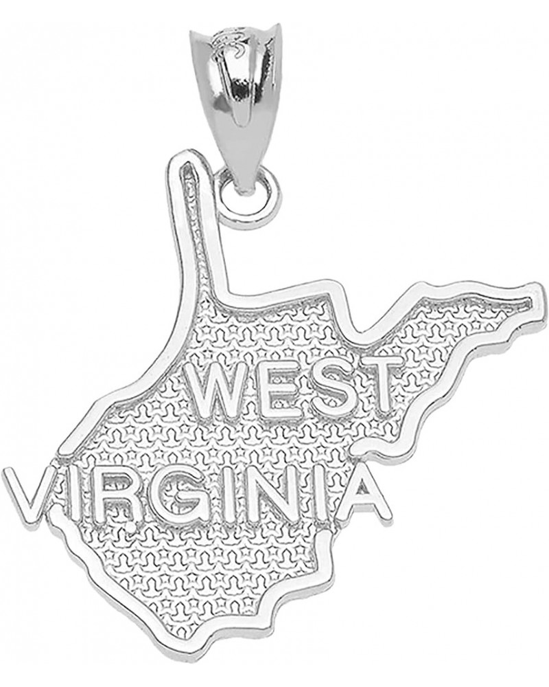 .925 Sterling Silver Dangling USA American State Map with Star Texture Charm Pendant - Choice of State West Virginia $11.75 P...