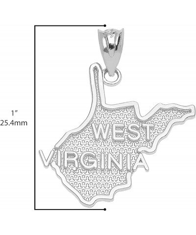 .925 Sterling Silver Dangling USA American State Map with Star Texture Charm Pendant - Choice of State West Virginia $11.75 P...