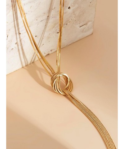 Women's Twist Y Lariat Necklace Long Snake Chain Necklace One Size Multi Knot Gold $15.11 Necklaces